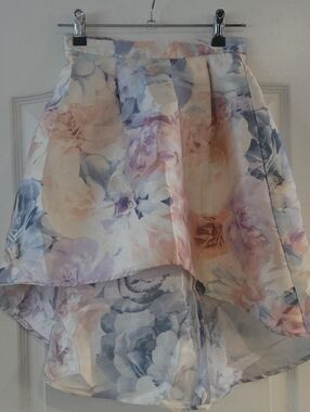 Ally B Pastel Floral High-Low Skirt in Pink, Blue, Cream